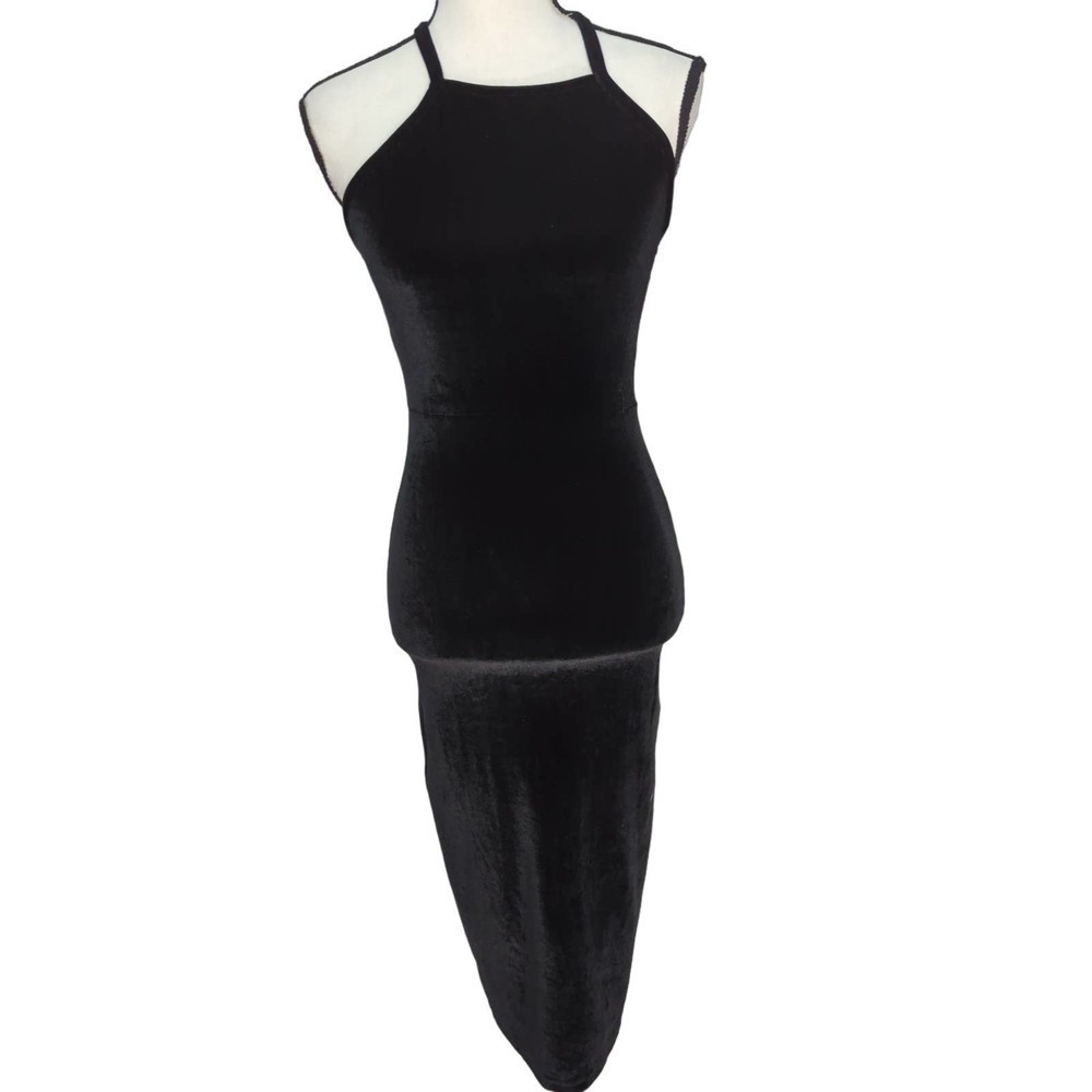 Asos Womens Sheath Dress Black Velvet Stretch LBD 2
